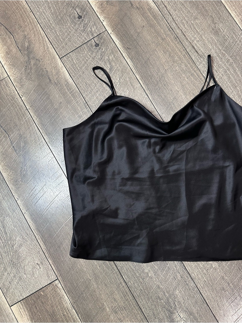 Nine West Silky Black Droop Neck Tank Top