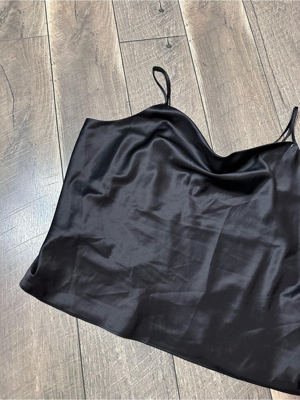 Nine West Silky Black Droop Neck Tank Top