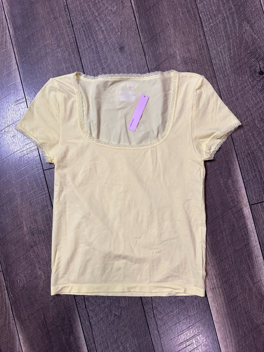 Wild Fable Buttery Yellow Lace Trim Top