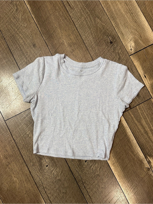 Hollister Heathered Baby Blue Crop Tee