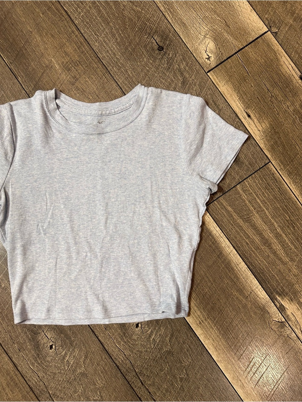 Hollister Heathered Baby Blue Crop Tee
