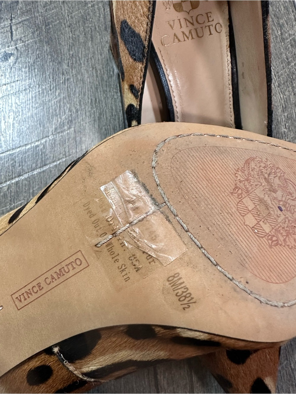Vince Camuto Frittam Leopard Print Calf Hair Block Heels