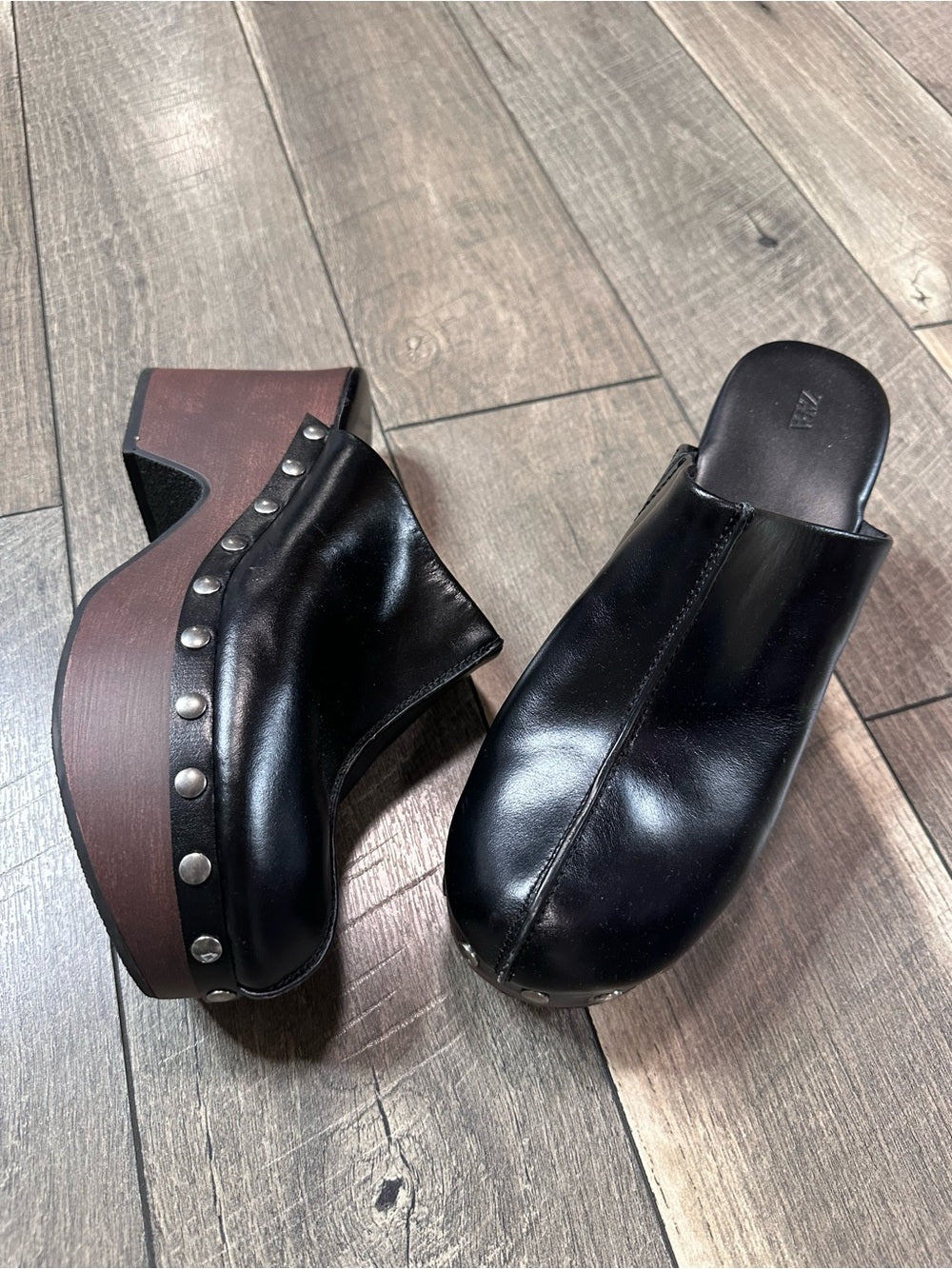 Zara Studded Black Clogs