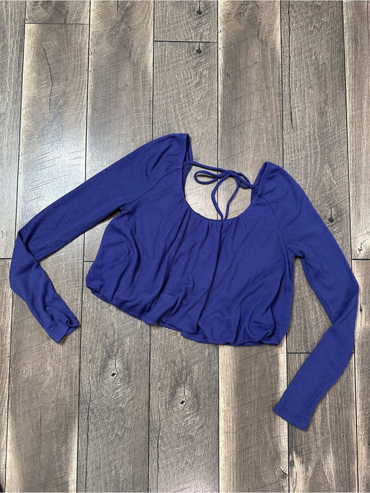 We the Free Waffleknit Long Sleeve Crop Bubble Top