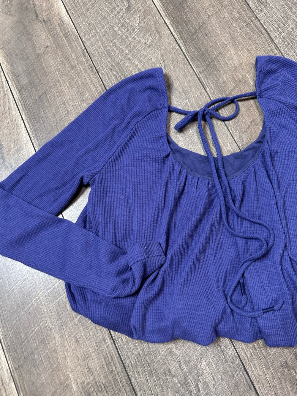 We the Free Waffleknit Long Sleeve Crop Bubble Top