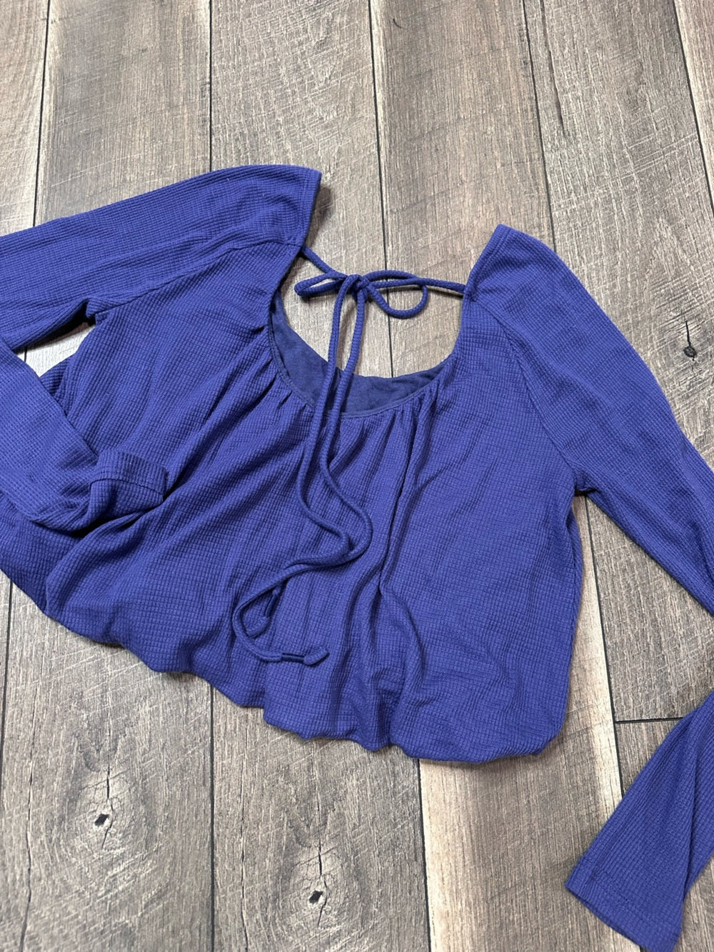 We the Free Waffleknit Long Sleeve Crop Bubble Top