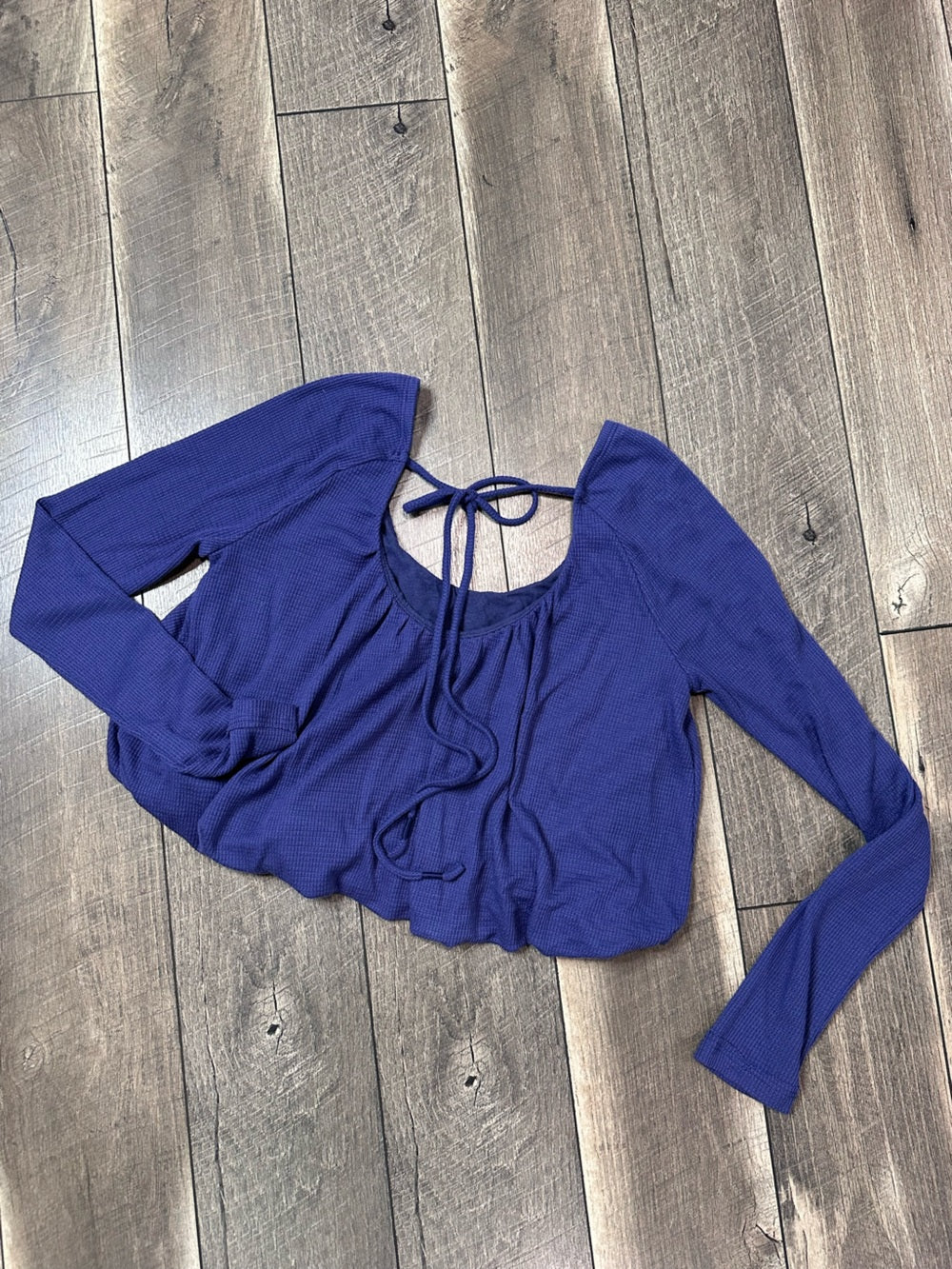 We the Free Waffleknit Long Sleeve Crop Bubble Top