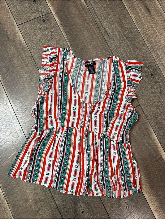 Wrangler Ruffle Sleeve Button Front Top
