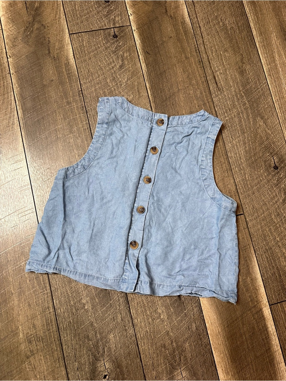 Blu Pepper Soft Denim Button Back Top