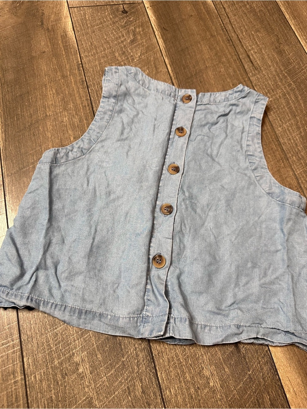 Blu Pepper Soft Denim Button Back Top
