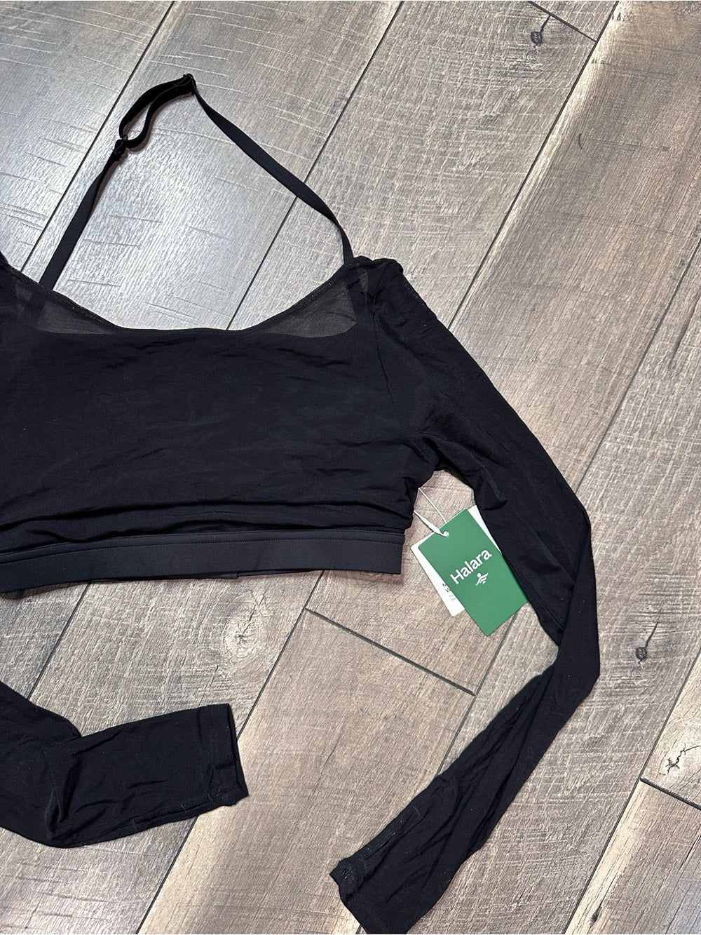 Halara Halter Mesh Long Sleeve Top