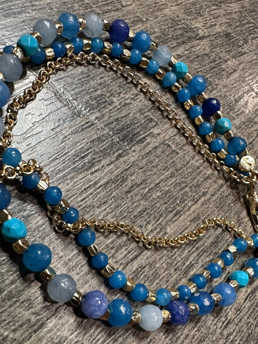 Unwritten Triple Strand Multibead Evil Eye Charm Bracelet