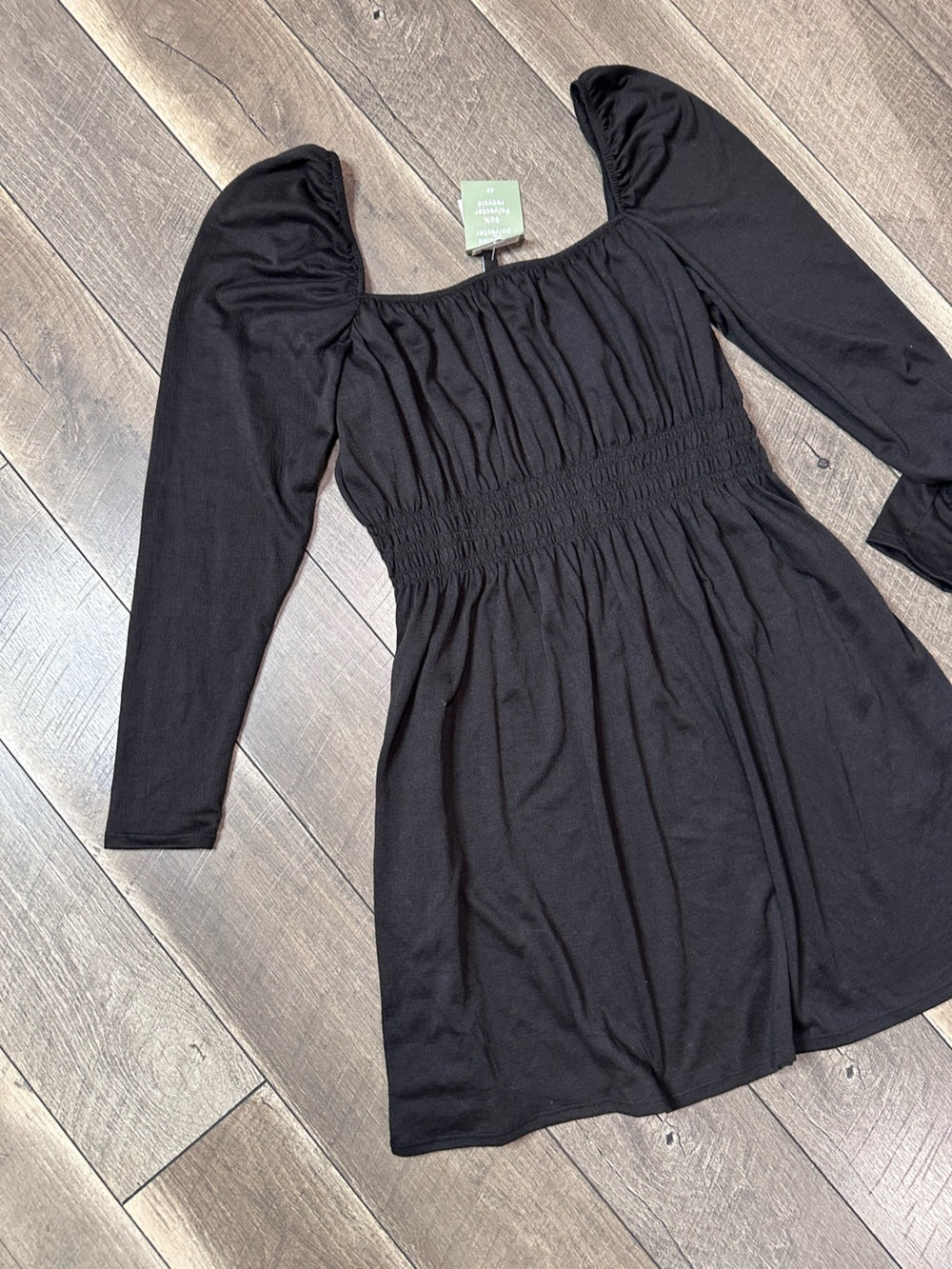 Divided Black Long Sleeve Mini Dress