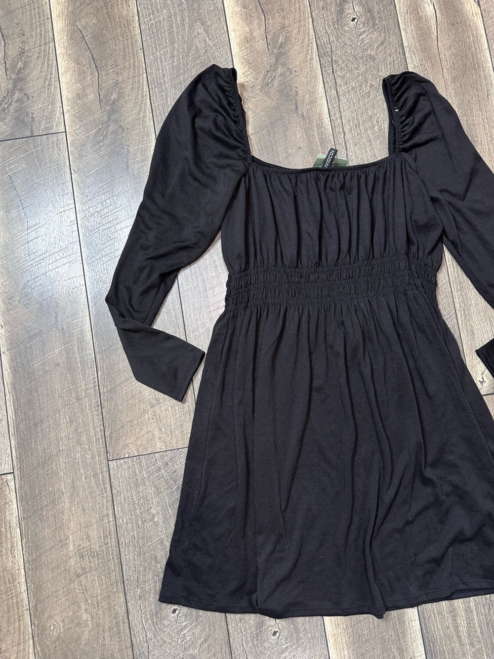 Divided Black Long Sleeve Mini Dress