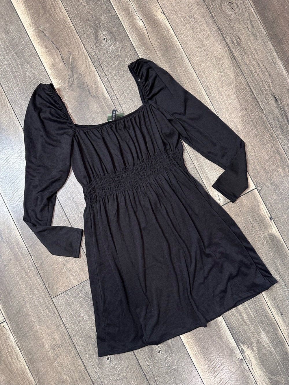 Divided Black Long Sleeve Mini Dress