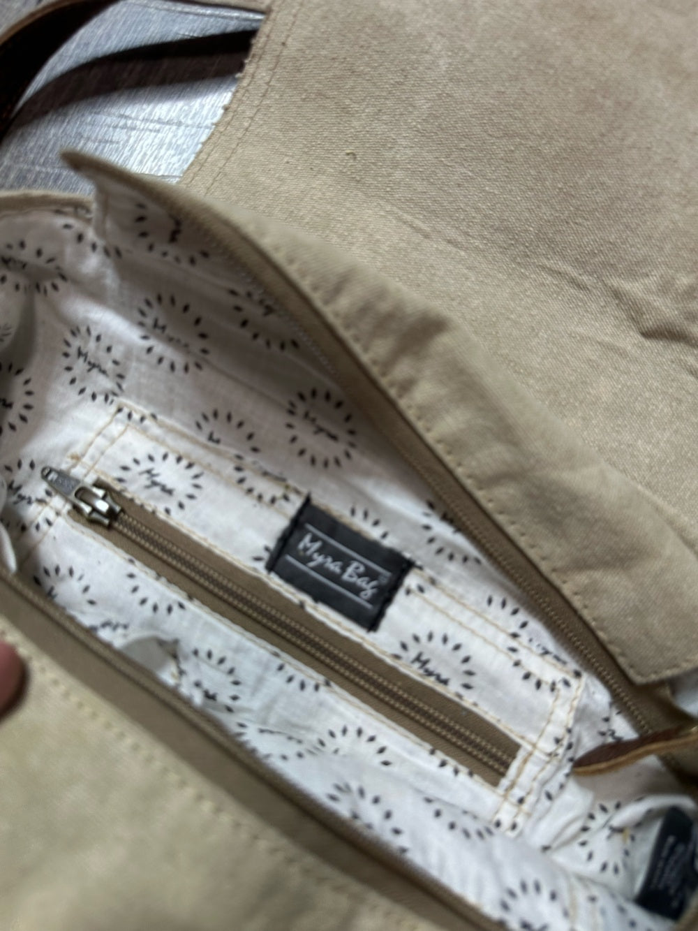 Myra Bag Cowhide Canvas Messenger