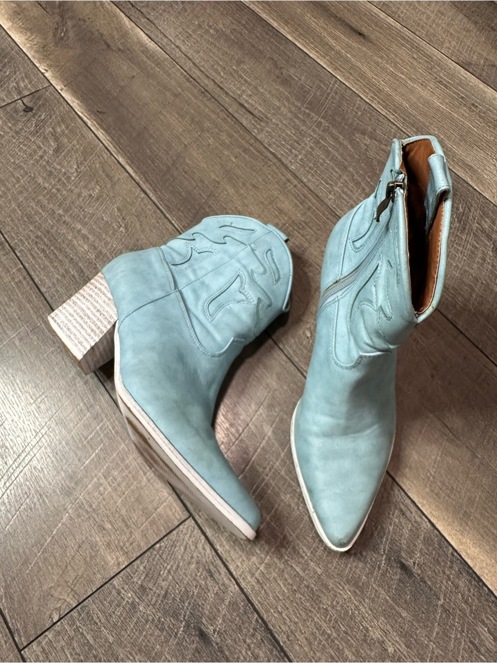 Buckle Beast Fashion Blue Cowgirl Zip Up Booties
