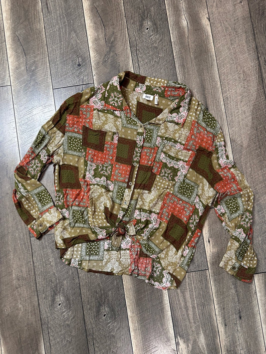 BKE Boyfriend Fit Patchwork Button Down