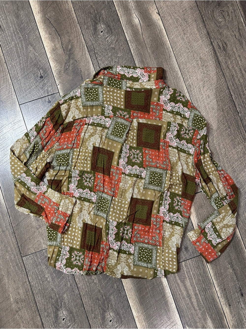 BKE Boyfriend Fit Patchwork Button Down