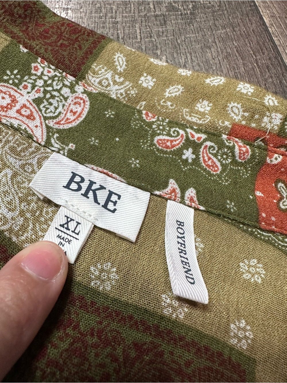 BKE Boyfriend Fit Patchwork Button Down
