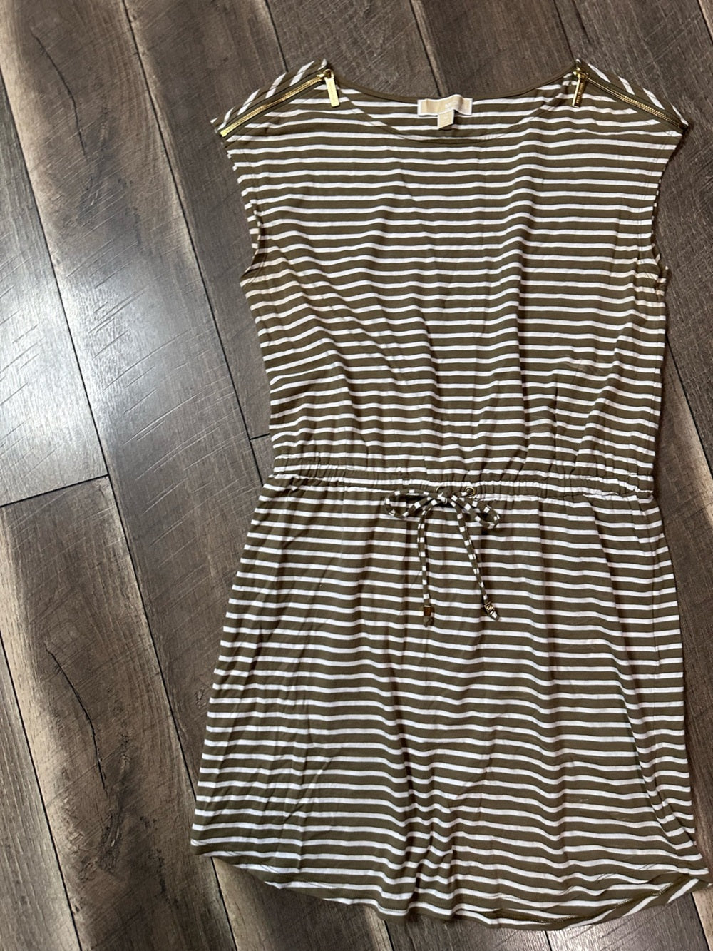 Michael Kors Olive Striped Mini Dress