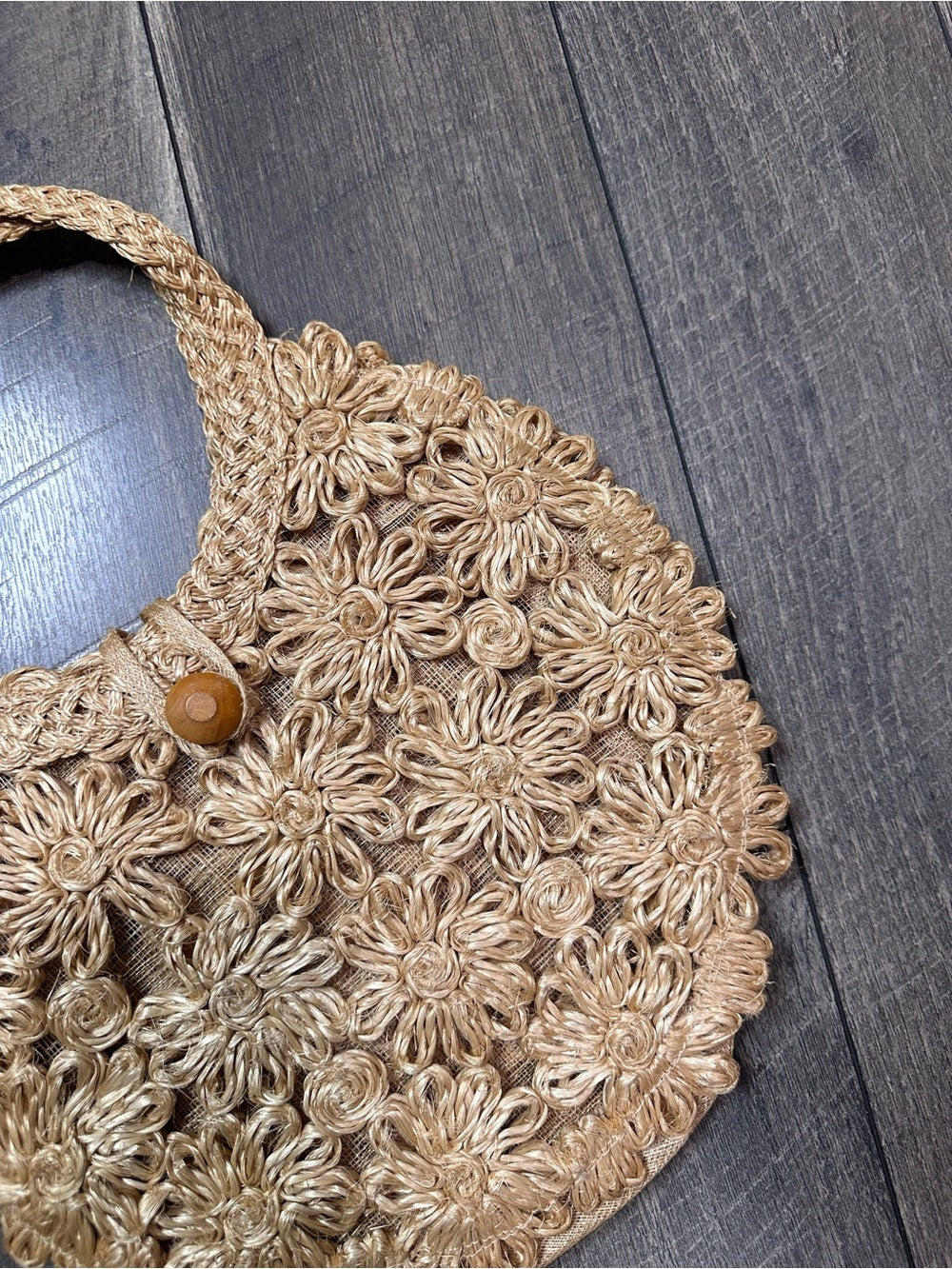 Handwoven Jute Daisy Small Shoulder Bag