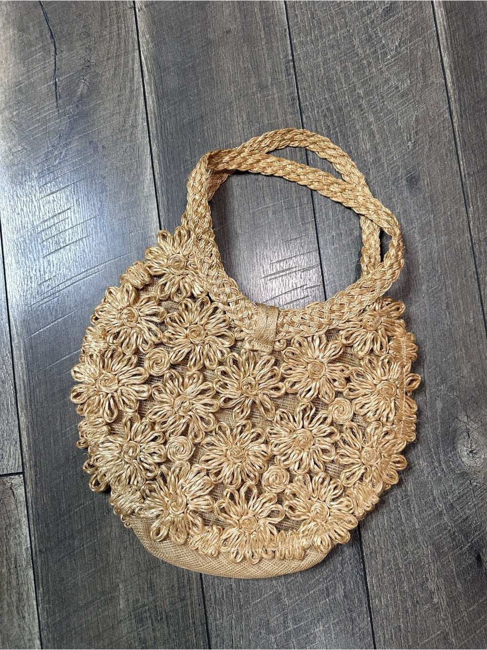 Handwoven Jute Daisy Small Shoulder Bag