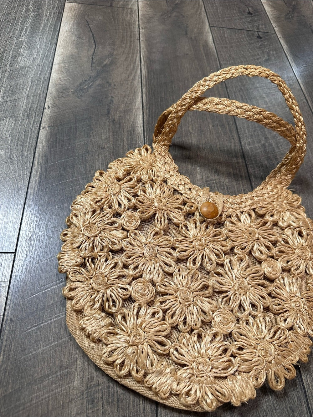 Handwoven Jute Daisy Small Shoulder Bag