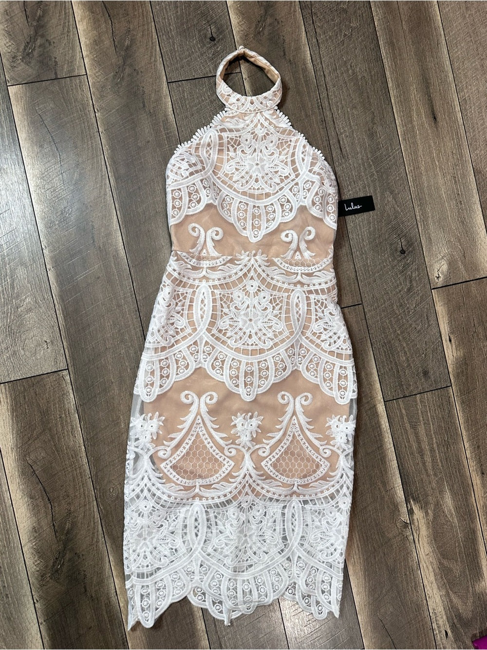 Lulus Halter Lace Midi Dress