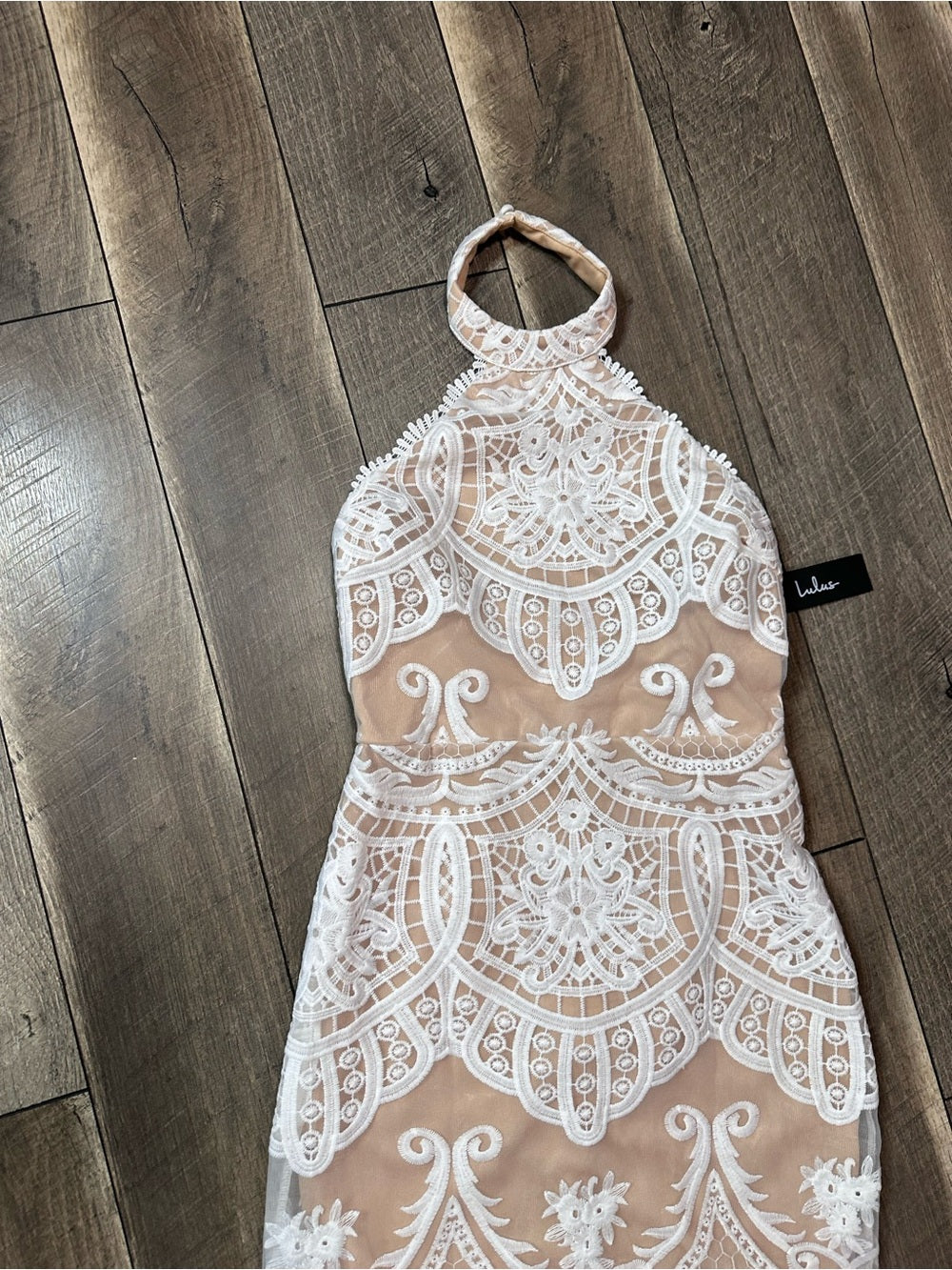 Lulus Halter Lace Midi Dress