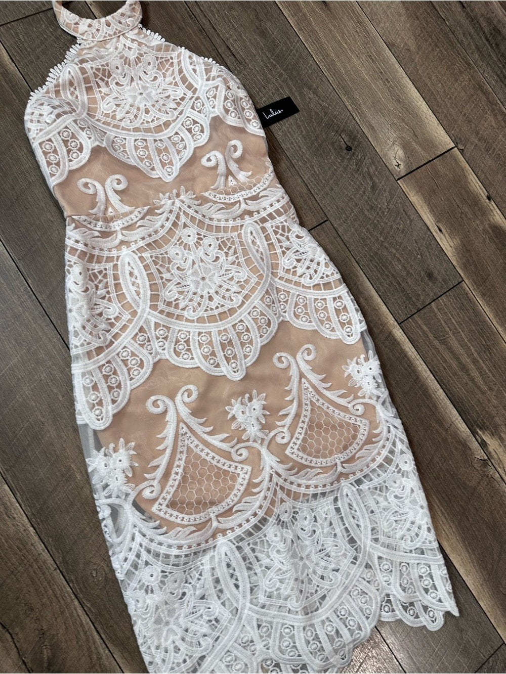 Lulus Halter Lace Midi Dress