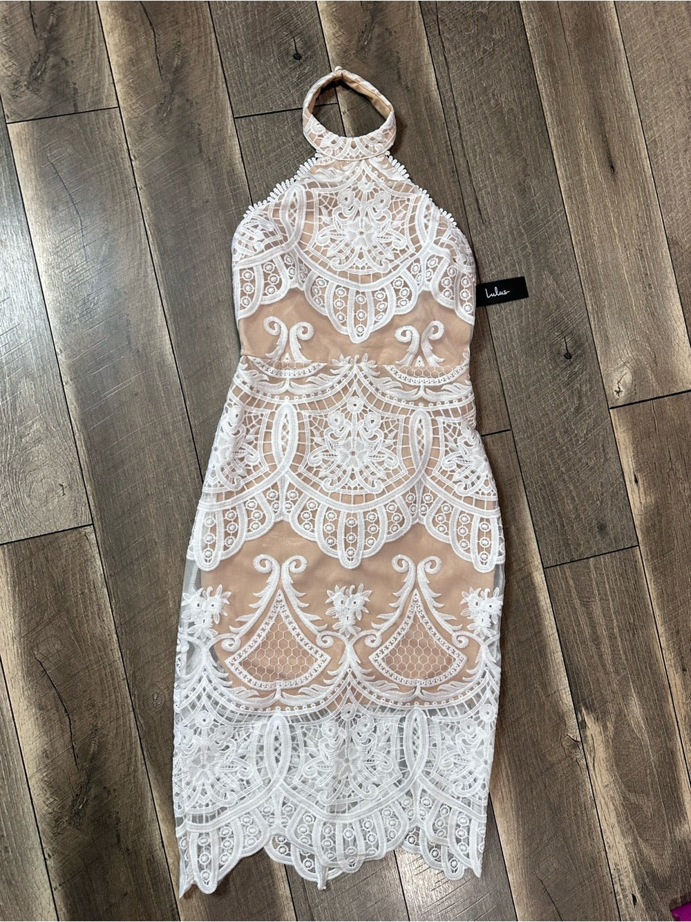 Lulus Halter Lace Midi Dress