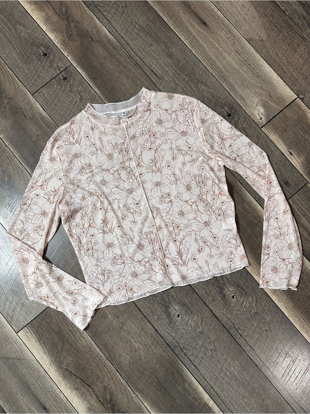 Unbranded Sheer Floral Mock Neck Top