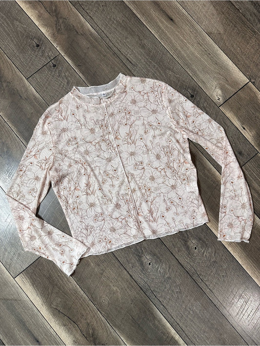 Unbranded Sheer Floral Mock Neck Top