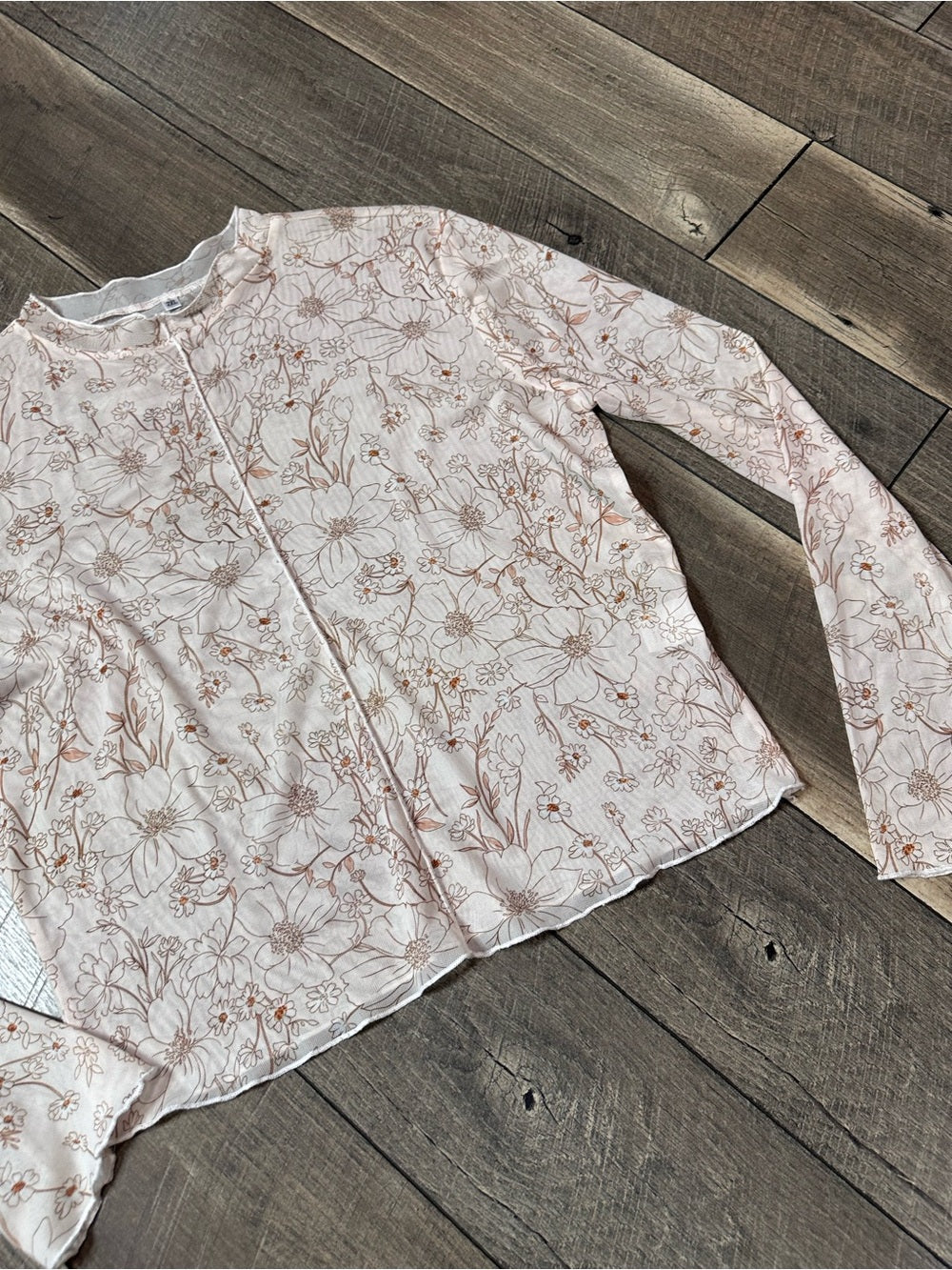 Unbranded Sheer Floral Mock Neck Top