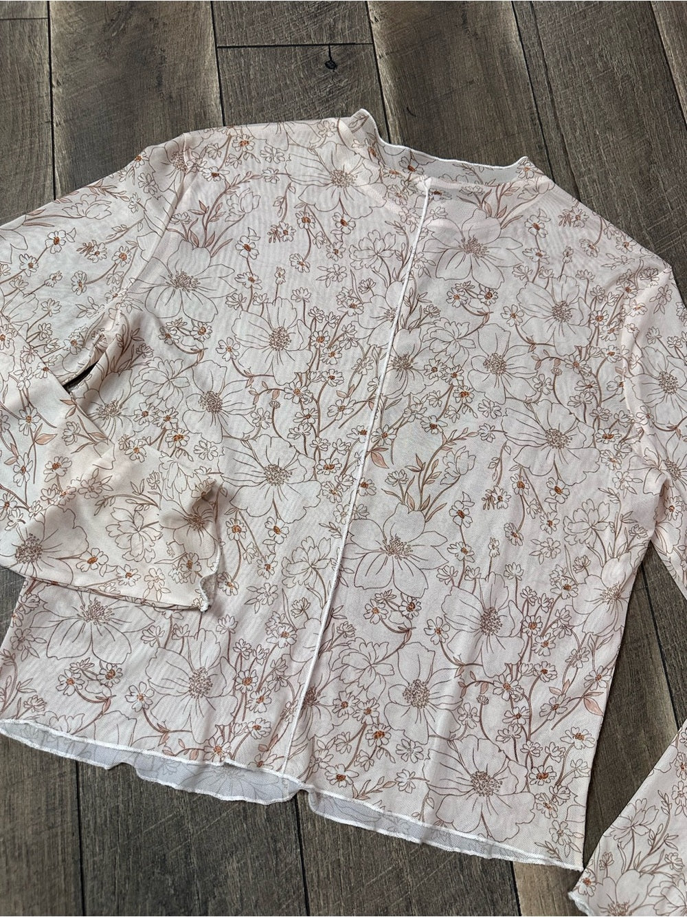 Unbranded Sheer Floral Mock Neck Top