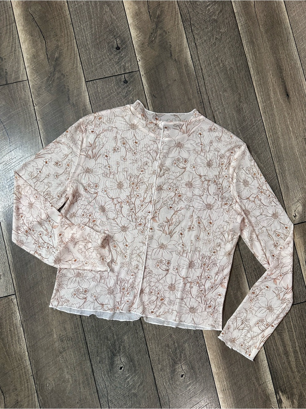 Unbranded Sheer Floral Mock Neck Top
