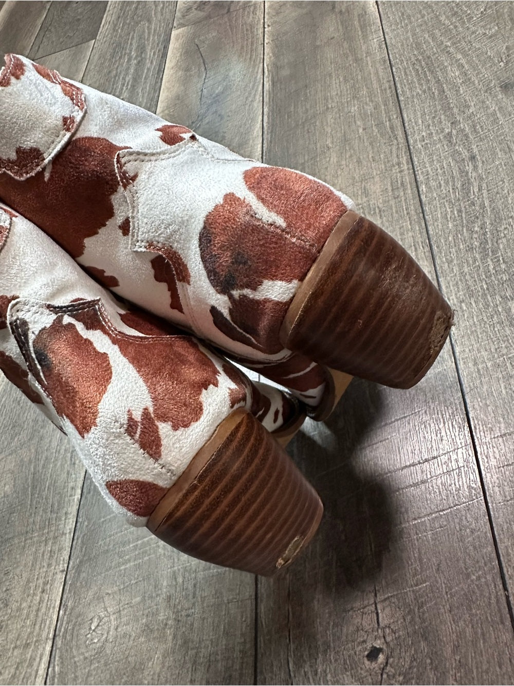 Beast Fashion Dakota Cow Print Western Ankle Boots