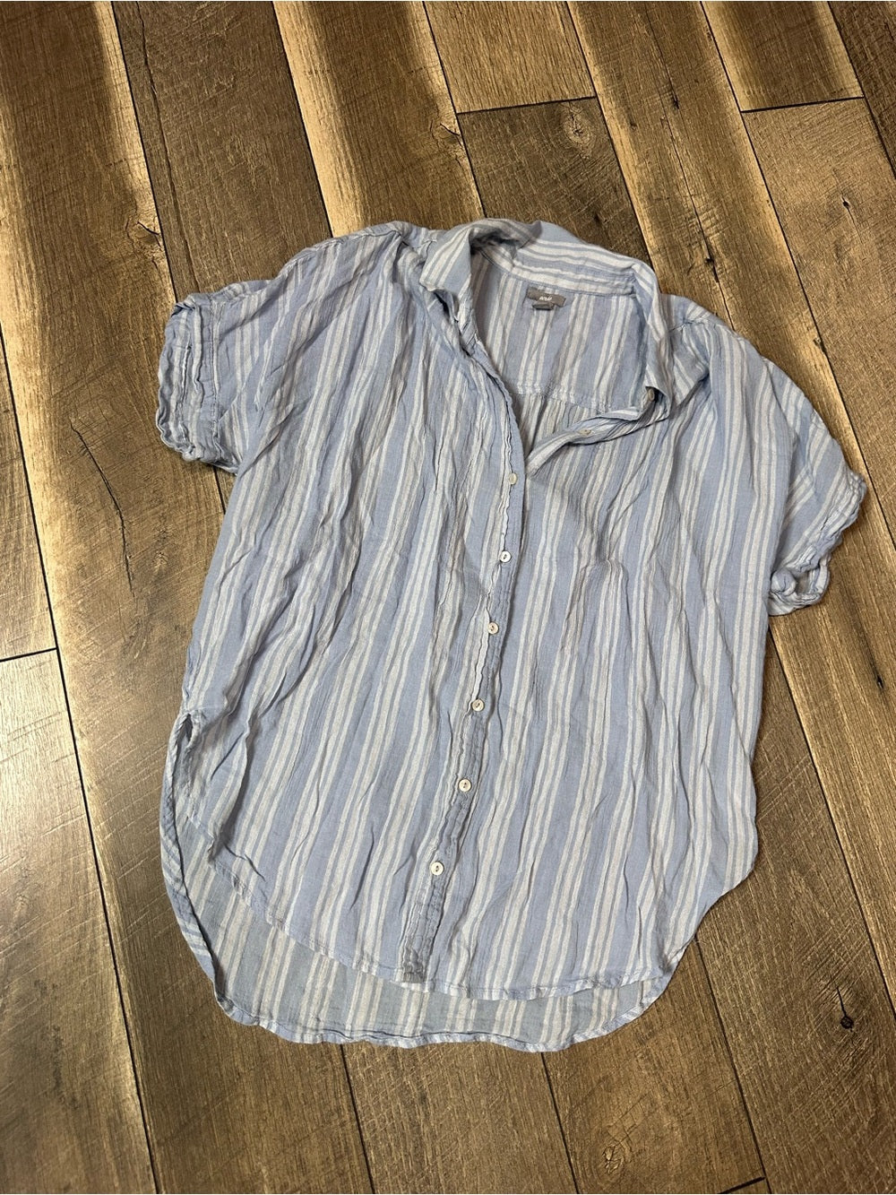 Aerie Striped Button Down Short Sleeve Top
