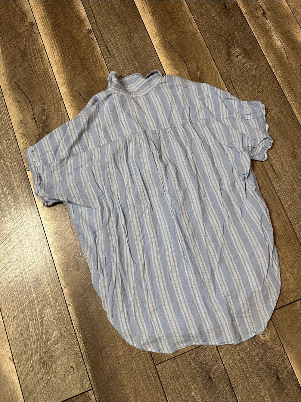 Aerie Striped Button Down Short Sleeve Top