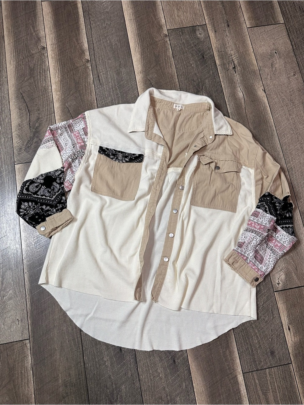 POL Waffleknit Oversized Button Down
