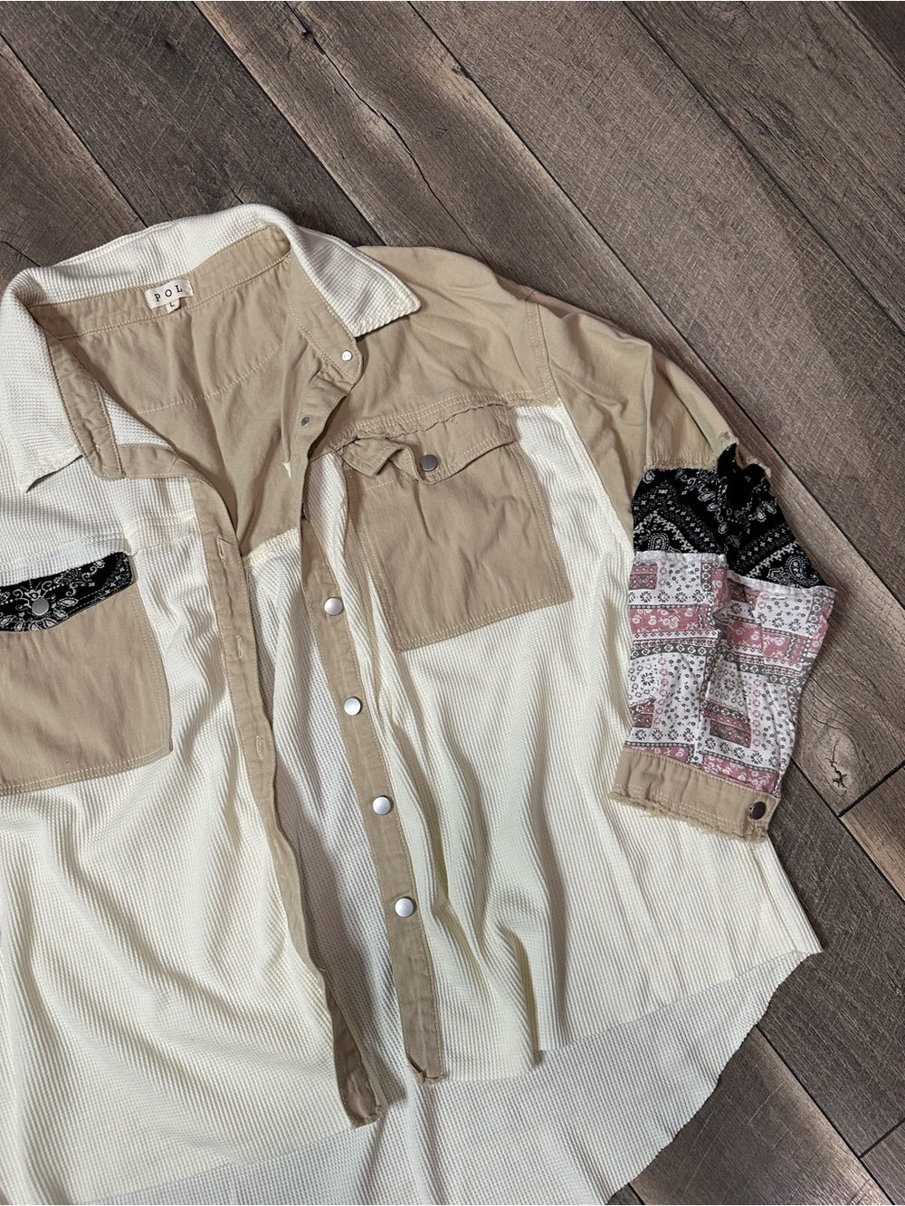 POL Waffleknit Oversized Button Down