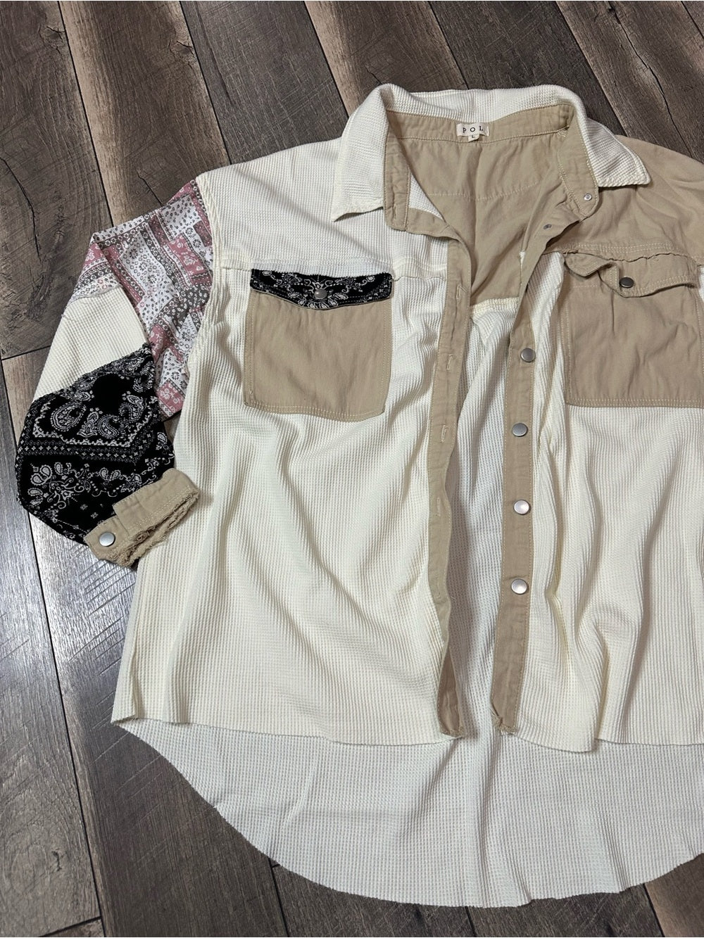 POL Waffleknit Oversized Button Down