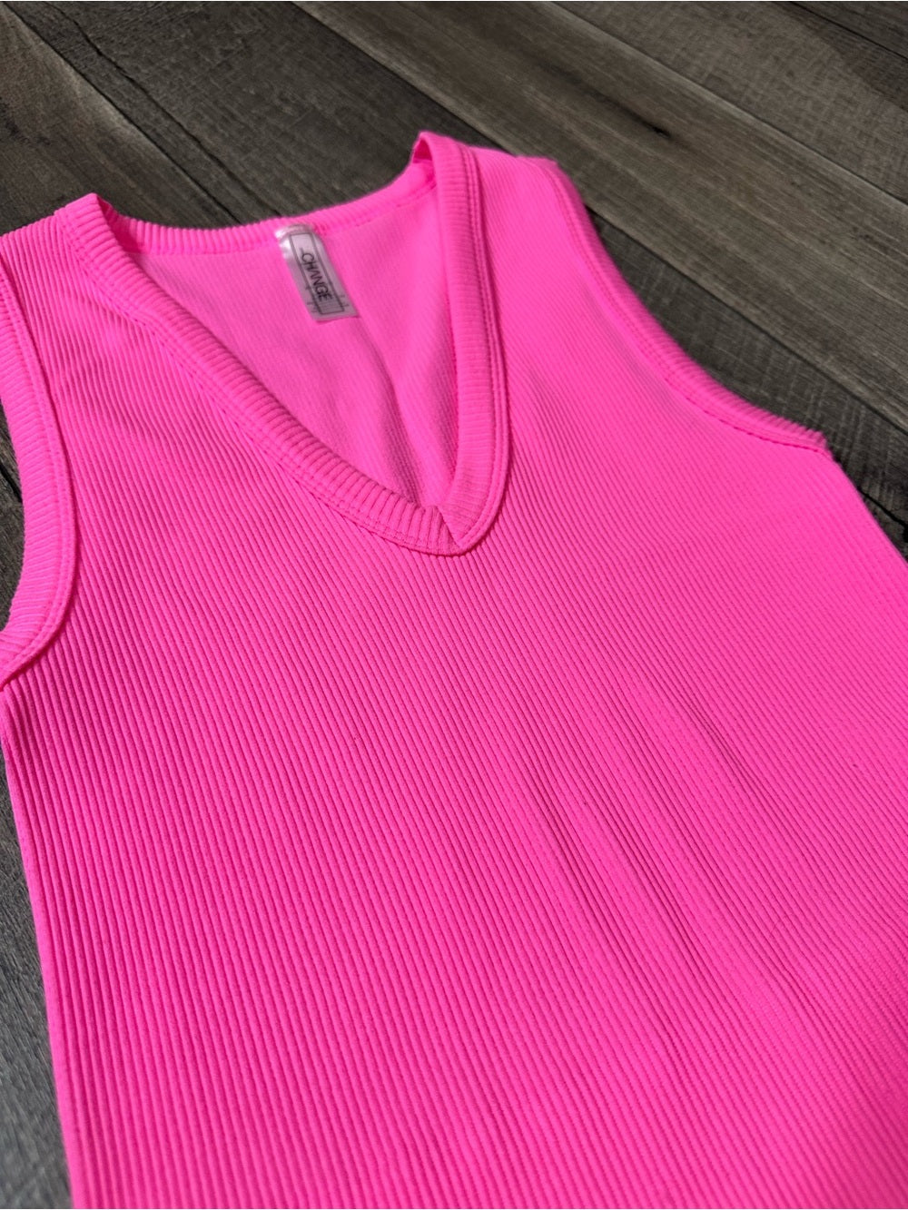 Change Ribbed Deep V Plunge Tank Top