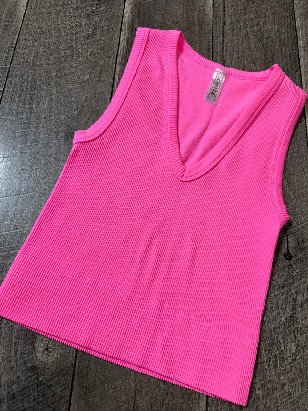 Change Ribbed Deep V Plunge Tank Top