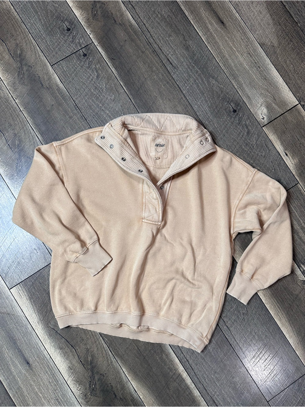Aerie Oversized Waffleknit 1/2 Button Pullover