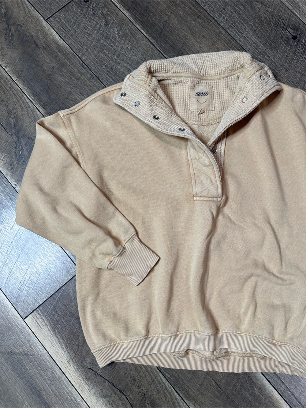 Aerie Oversized Waffleknit 1/2 Button Pullover