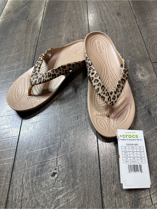 Crocs Kadee Leopard Thong Sandals