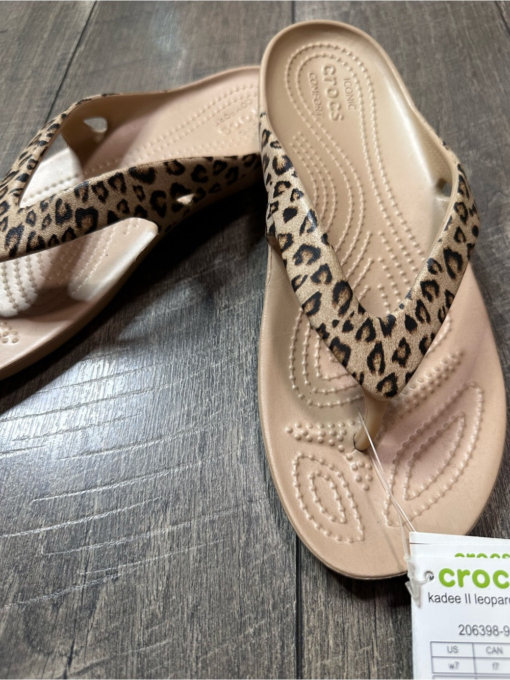 Crocs Kadee Leopard Thong Sandals