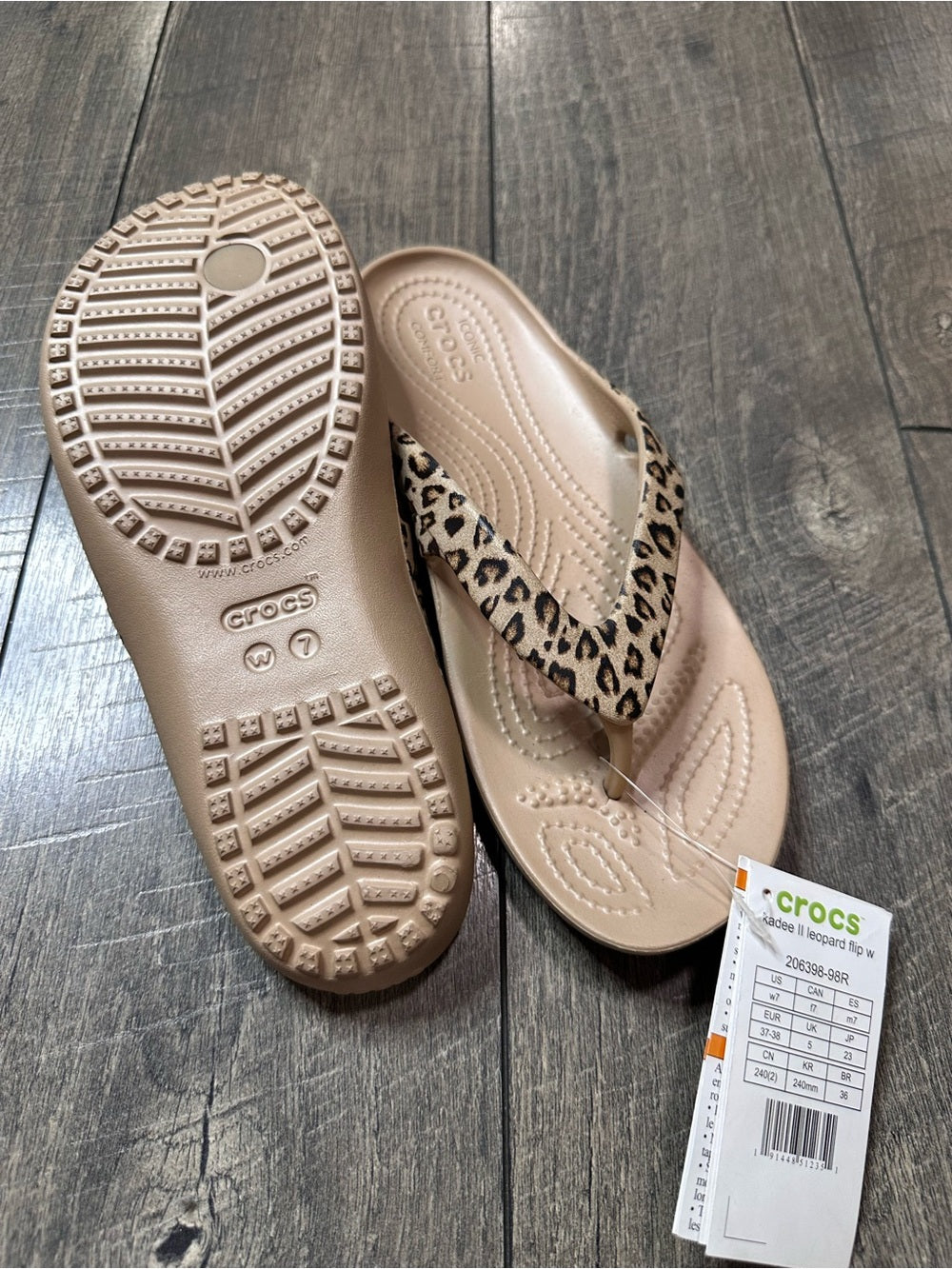 Crocs Kadee Leopard Thong Sandals